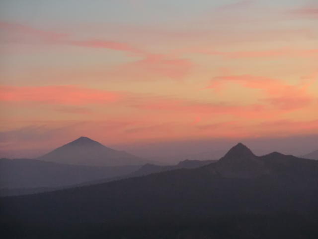 Union Peak and Mt McLoughlin at Sunset